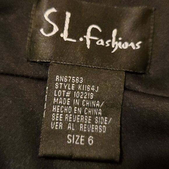S.L. Fashions Black Halter Cocktail Dress | Chiffon Ties | Size 6 | 41" - Picture 9 of 13